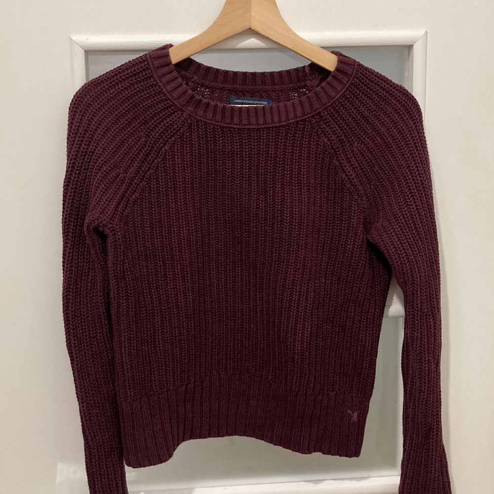 AEO burgundy crew neck sweater